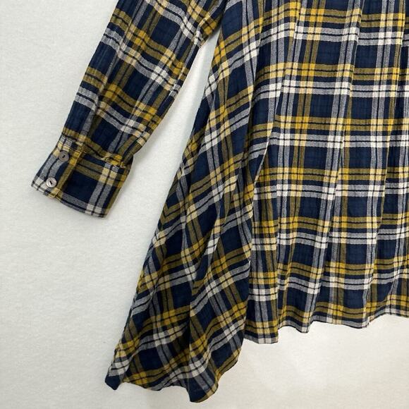 John Mark Tunic Top Womens M Plaid Button Up Long Line Lagenlook Boho Artsy - Picture 9 of 16